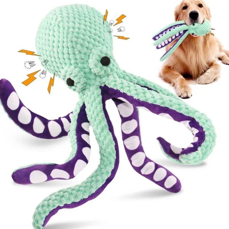 Pet plush octopus toy interactive sound anti-demolition home large and small dog boredom companion dog toy